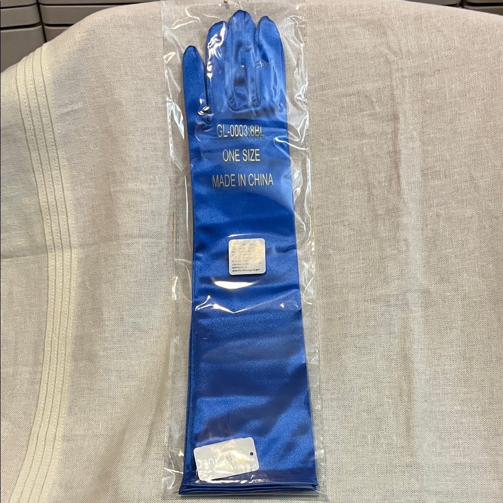 Elegant Blue Satin Gloves